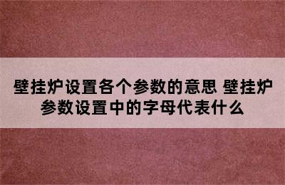 壁挂炉设置各个参数的意思 壁挂炉参数设置中的字母代表什么